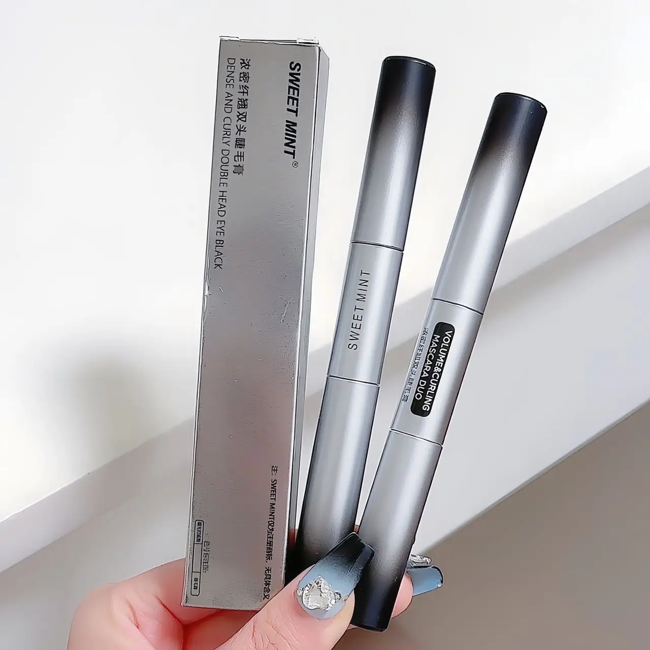 SWEET MINT Double Ended Double Brush Mascara Thick Long Curl Thin Slender Brown Black Eyelash Mascara Waterproof Natural Makeup