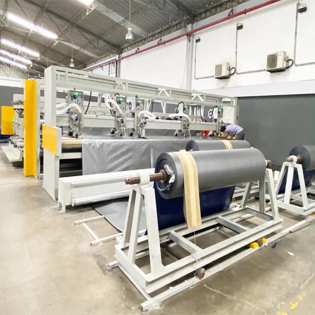 Tarpaulin Welding Machine Full Automatic PE Tarpaulin Production Line Automated Mandap Sheds Grommet Riveting Machine