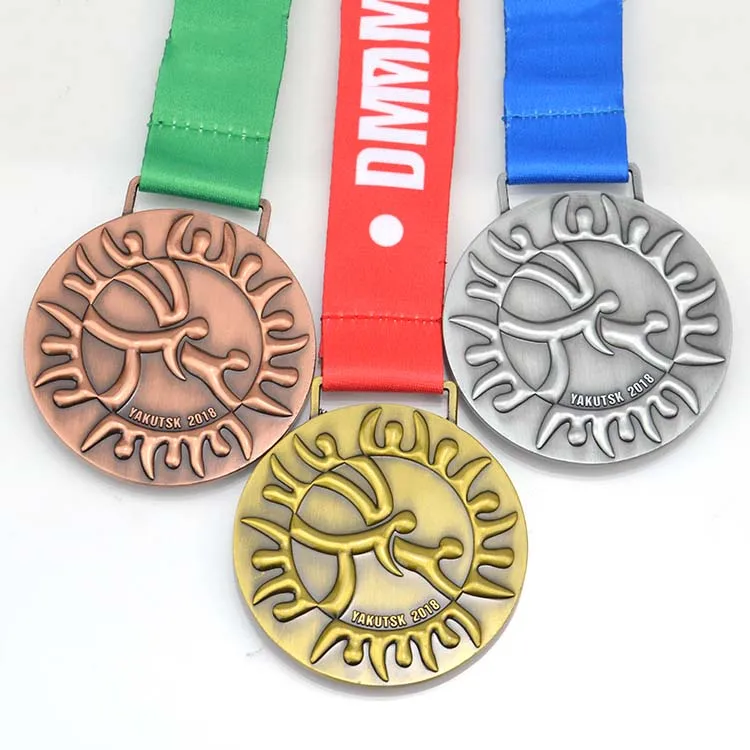 Wholesale Customized Design Die Casting Gold Medal Medailles with Ribbon