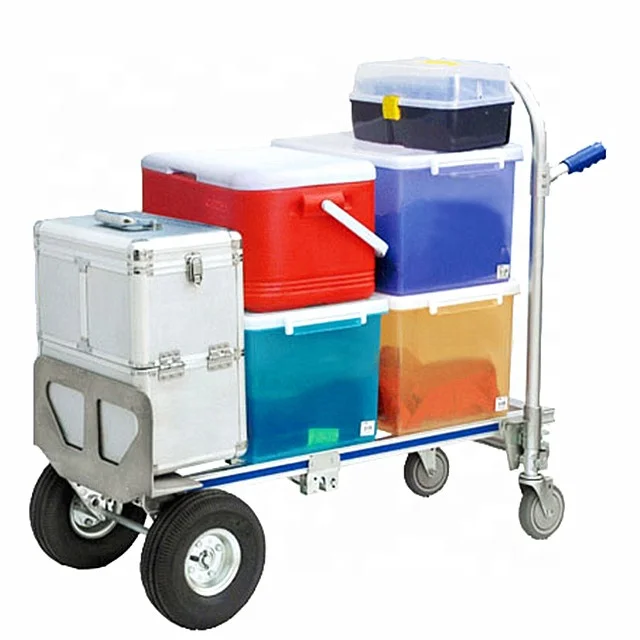 Heavy Duty Aluminum Four-Wheel Shopping Cart Convertible Multi-Functional Hand Trolley Foldable Platform OEM Supported for