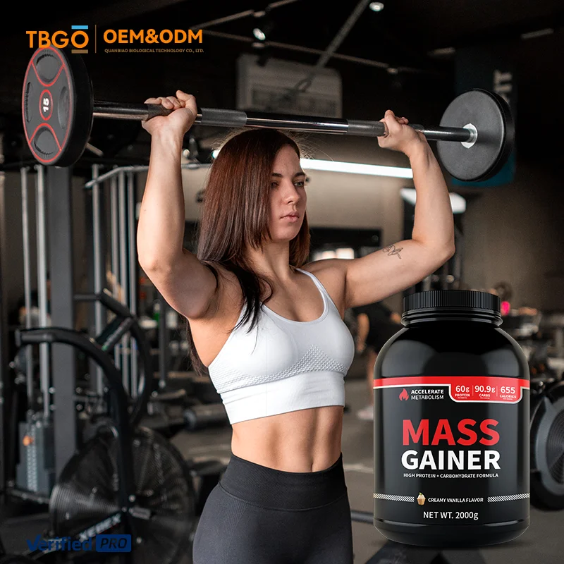 2025 TBG Oem High-Calorie Mass Gainer with Whey Protein Concentrate Isolate Hydrolysate Creamy Vanilla 6-in-1 Protein 2LB Bulk
