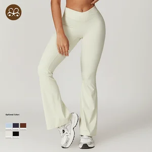 Ready to Ship Gym Women's V Waist Flared Leggings Quick Dry Fitness Eco-Friendly Recycled Workout Yoga Pants