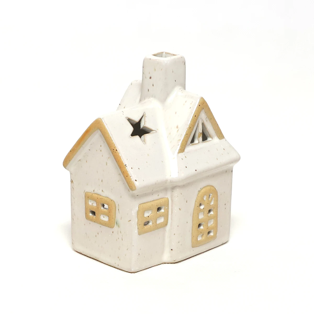 Christmas White Ceramic Decoration House with Light Elegant Warmth House Decor Tealight Candle Holder