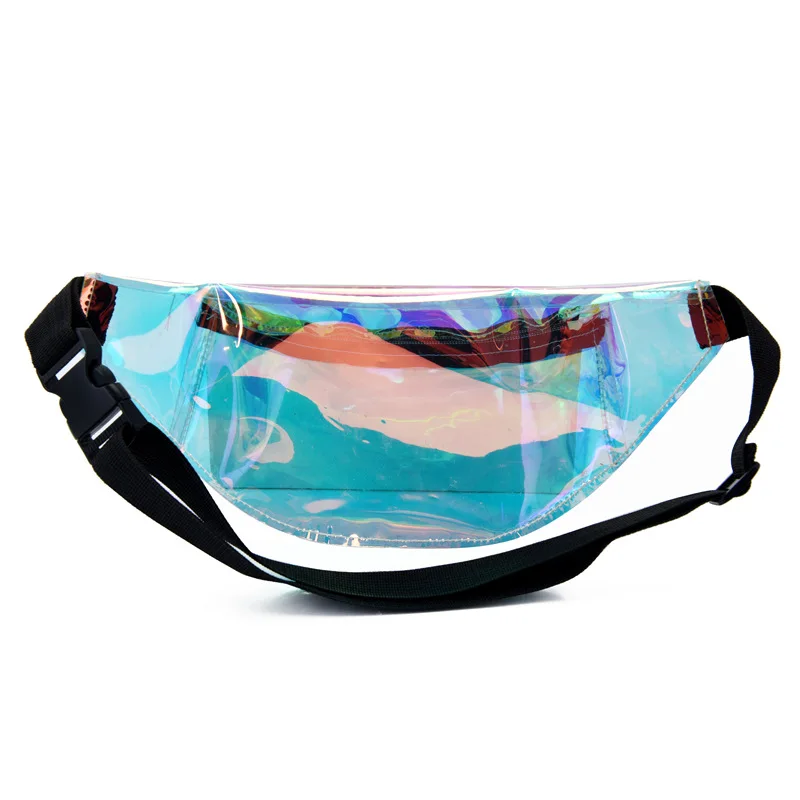 Custom Logo Clear Dazzling Laser Pockets Waist Bag Reflective Pvc Women ...