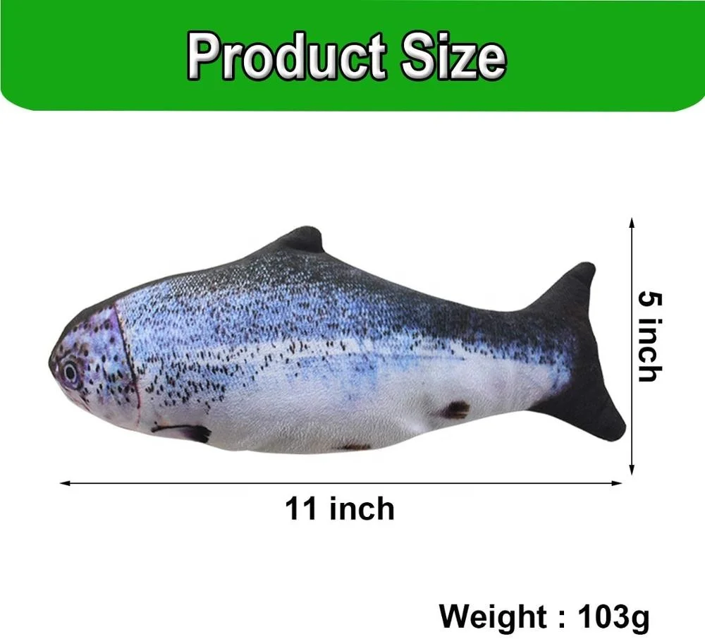 2020 Newest Indoor Interactive Dancing Fish for Kitty Catnip Toys Perfect for Biting Chewing Electric Fish Cat Toy