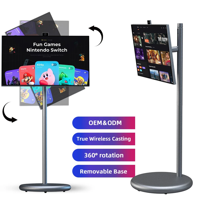 New Design 27 Inch Smart Tv Rollable Mobile Fhd Touch Screen Android 12  Tablet Pc 6+128Gb Ips Touch Screen Smart Tvs