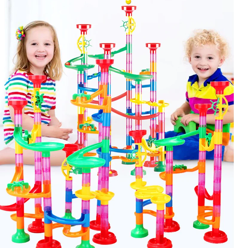 109pcs Set DIY Construction Marble Run toy building blocks Kids Maze Ball Roll Toys children's games