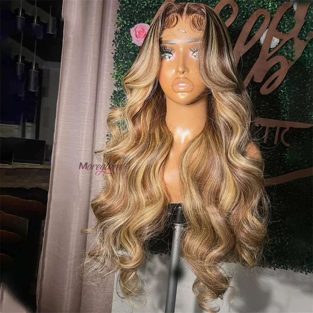 Blonde Highlight Lace Frontal Wigs for Black Women 180% Density Body Wave Malaysian Remy Human Hair_voghion.com