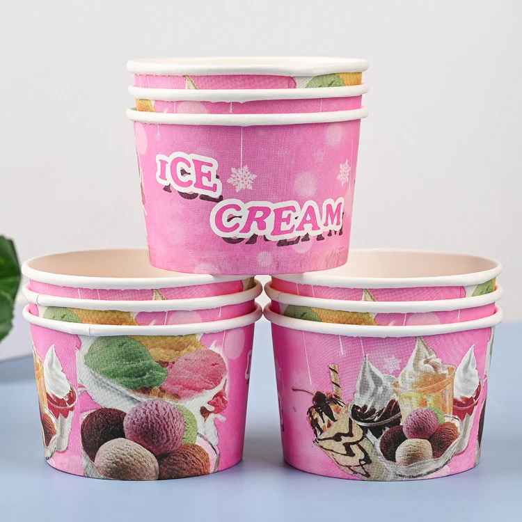 Custom Printed Disposable Paper Ice Cream Cup With Dome Lid Wholesale ...