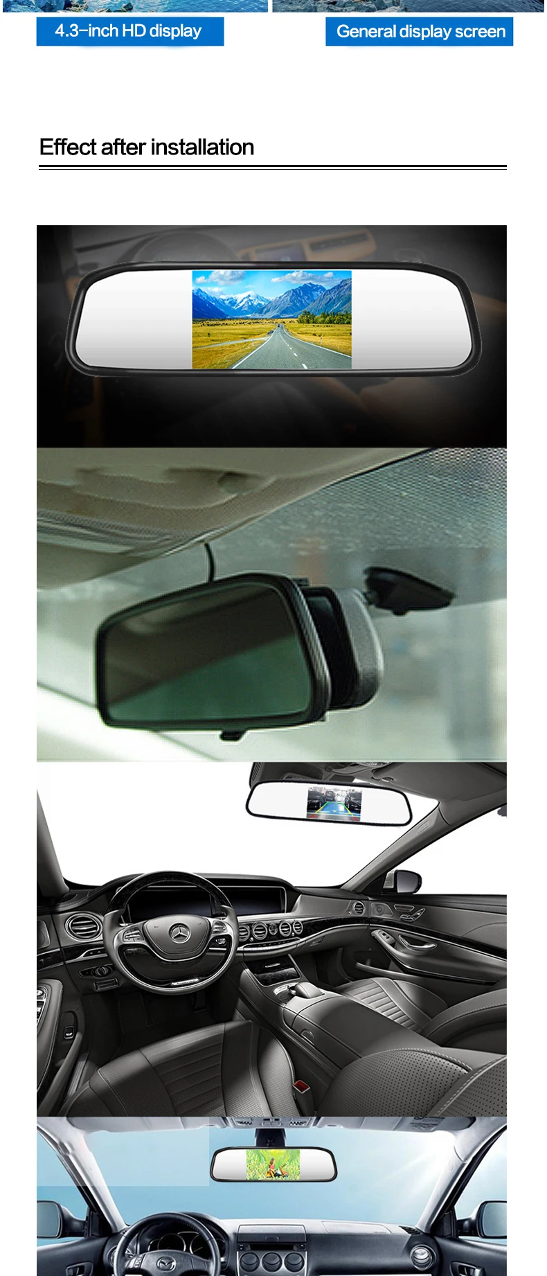 4.3 Inch Monitor Car Rearview Mirror Car Monitor Clip On Monitor With Av1 Av2 Input Buy