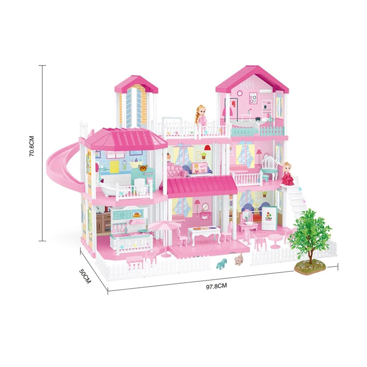 Dreamy Toy Doll House Play Set With Elevator Slide Stairway Lights  Furniture Accessories Pretend Play Best Diy Dream Dolls - Buy Playhouse  Girl Toys 4-story Doll House Rooms With Doll Toy Figures