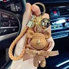 Trendy knitted bear-coffee color resin version