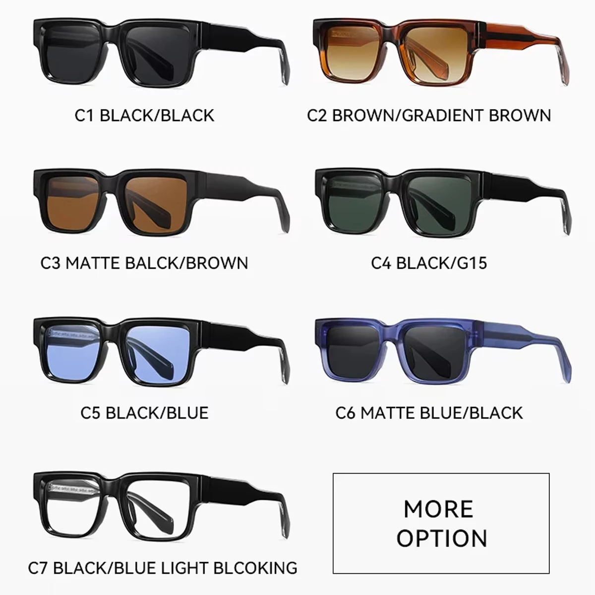 Lunettes de soleil carrées pour hommes, monture épaisse, polarisées, protection UV, en plastique, taille 2026._voghion.com