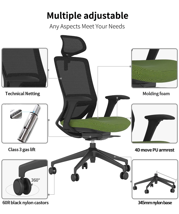 Modern Swivel Ergonomic Mesh Fabric Office Chairs supplier