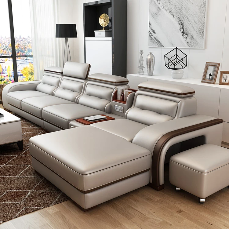 On Sales Fancy New Model 4 Seater Genuine Leather Sofa Living Room Furniture