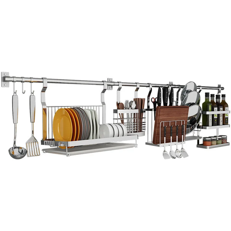 Kitchen Wall Mounting Storage Drying Metal Hanging Organizer Dish Rack