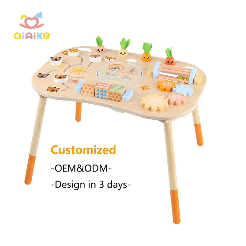 Meja Aktivitas Kayu Multifungsi Montessori, Meja Permainan Sibuk dengan Pengurutan Bentuk, Mainan Sensorik, Meja Bermain Sensorik, Meja Aktivitas Bayi dari Kayu