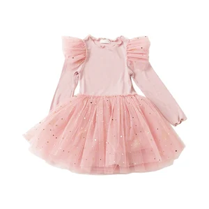 Customizable Children's Casual Fancy Party Dress Frocks Designs Girl Dress Tulle Flower Dress