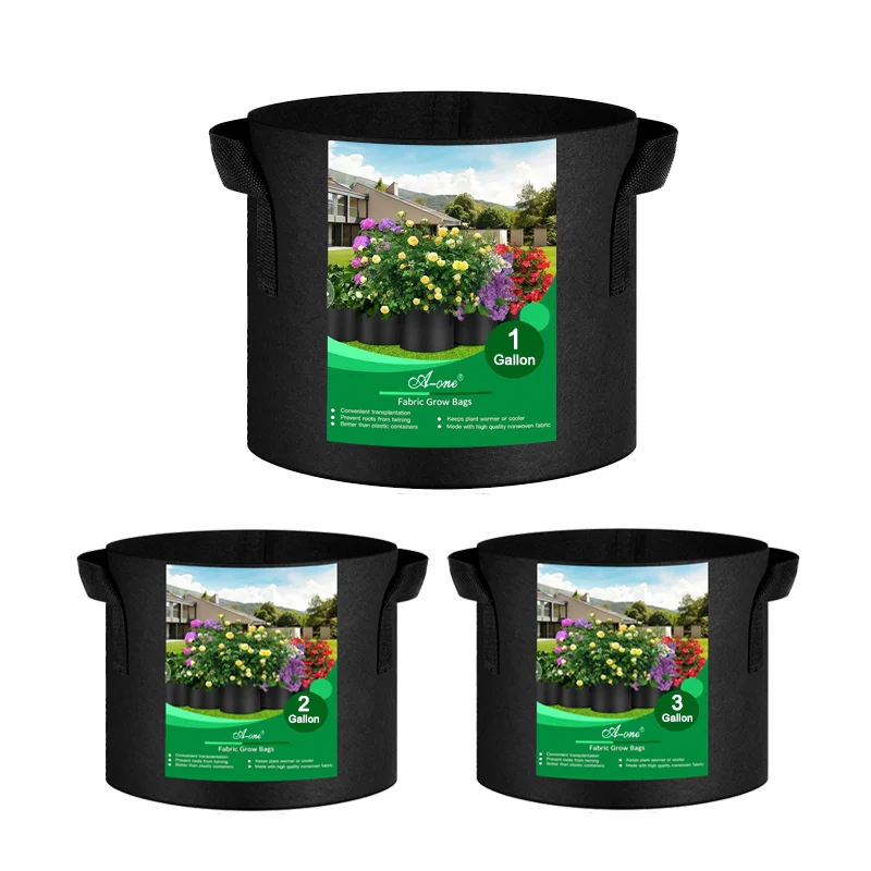 unus Gallon Traditionalis Rusticanus Formae Niger Durabilis Non-Texilis Textilis Sacculus ad Crescendum Cum Manubriis, Crassitudo 260–400, ad Hortum et Usum Exteriorem