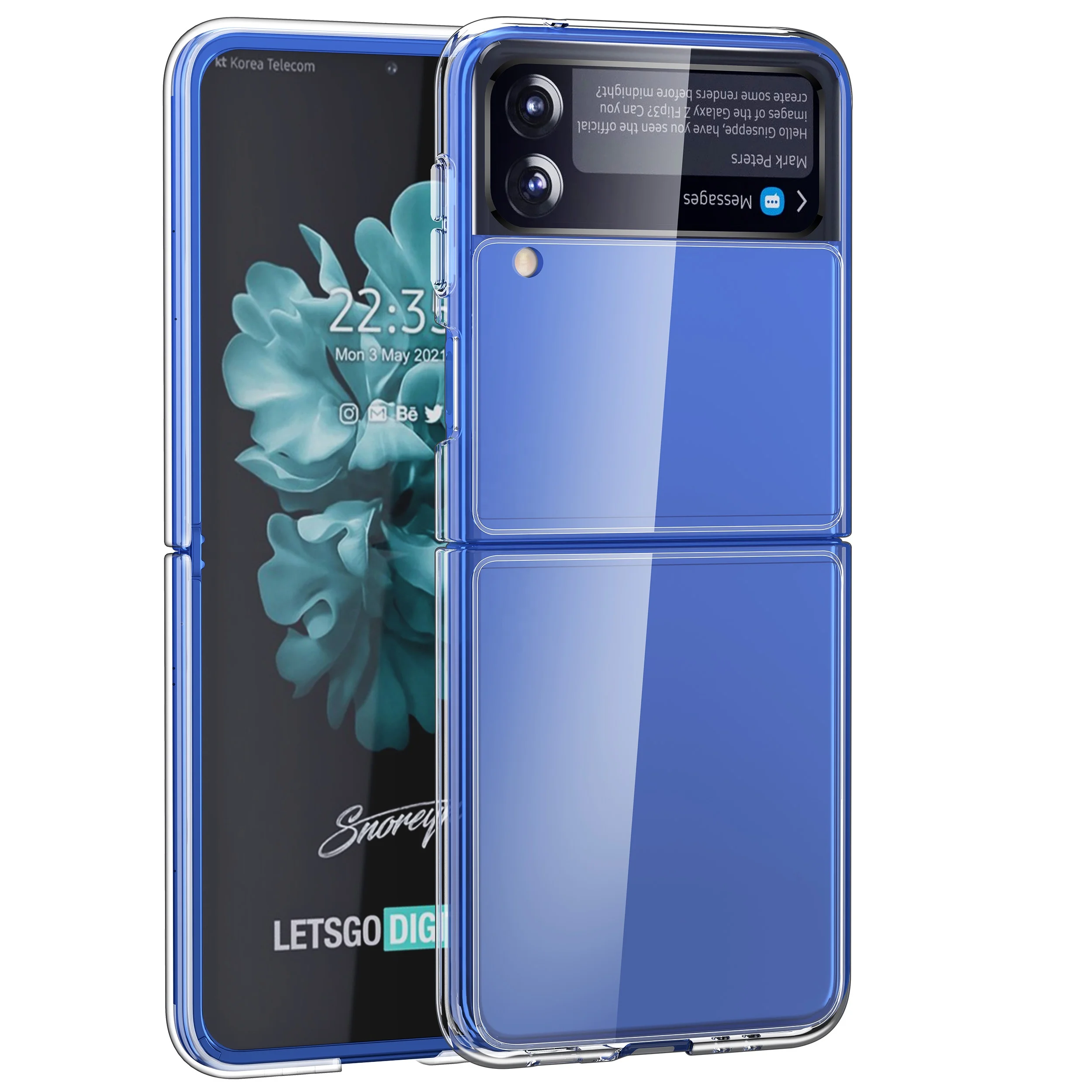 Shock-resistant acrylic PC TPU clear phone case for samsung galaxy z flip 3 5g clear pc phone case luxury