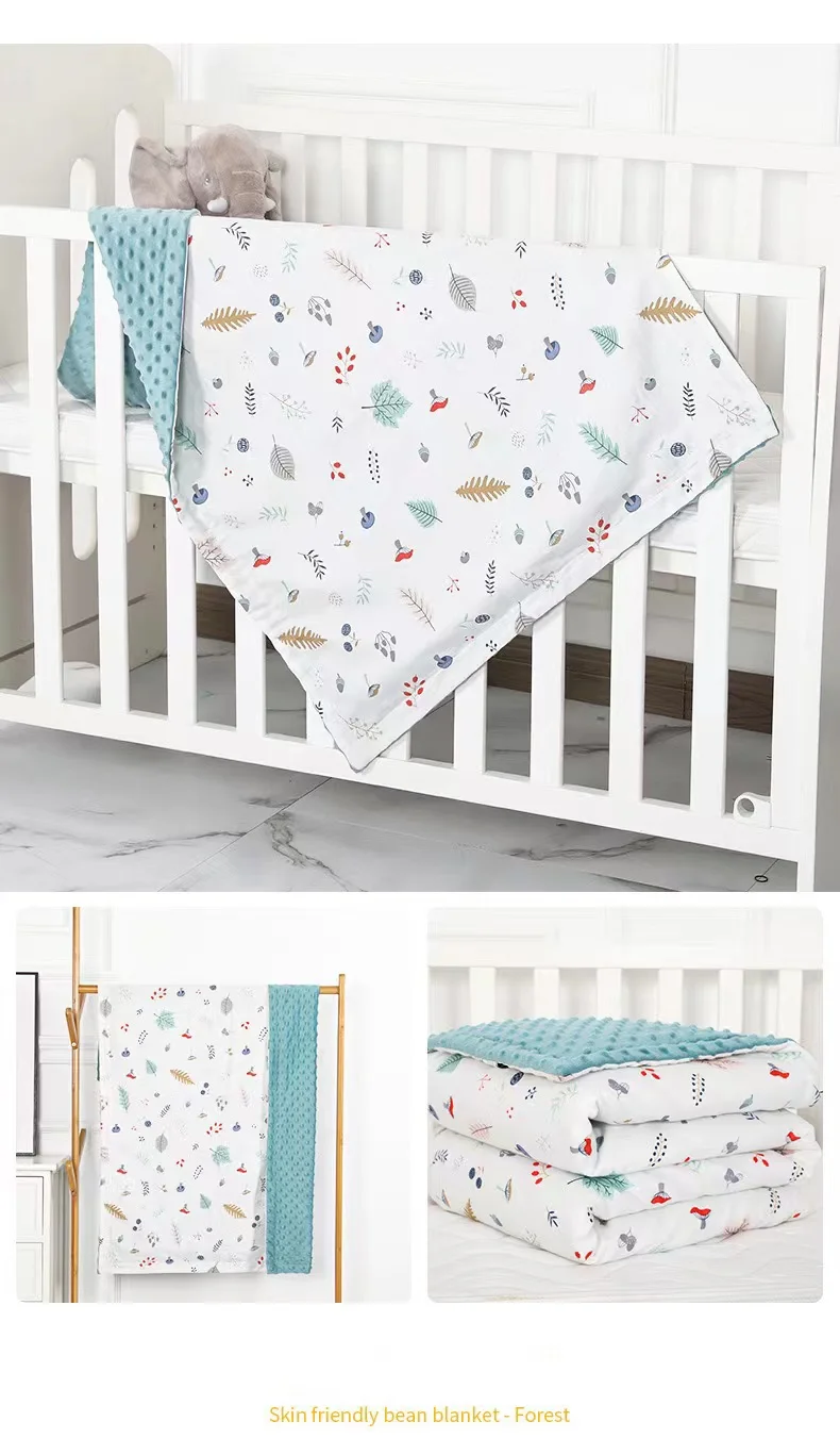 Kids Newborn Gifts Soft Plush Blankets With Dotted Backing Fleece