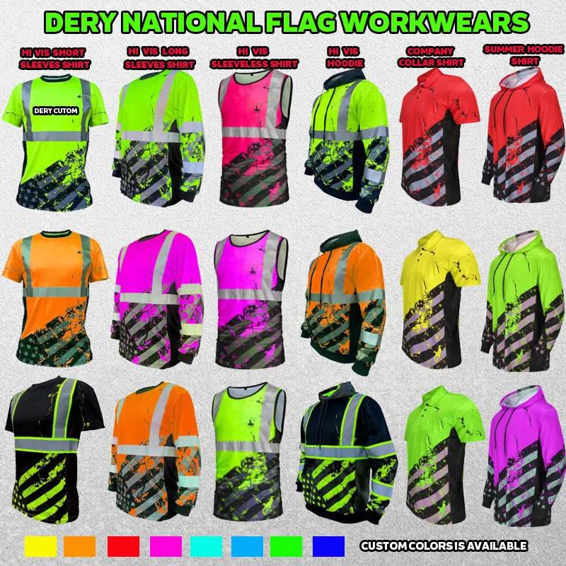 High Visibility American Fluorescent Flag Pink Safety Hoodie ANSI Class 3 Reflective Workwear Sweatshirt Construction Jacket