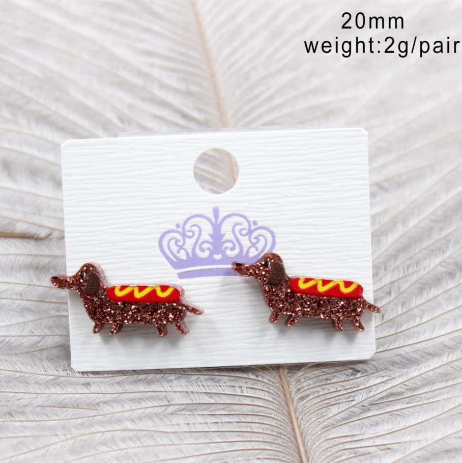 ERS081ER1038 Factory Wholesale Hot Sale Fashion Factory New Ladies Acrylic Hot Dog Stud Earrings for Women supplier