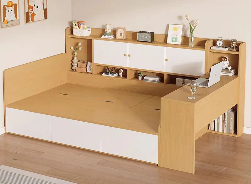 Cheap Space Saving Bedroom Furniture Storage Single Double Bed Children Kids Bed With Storage Drawer