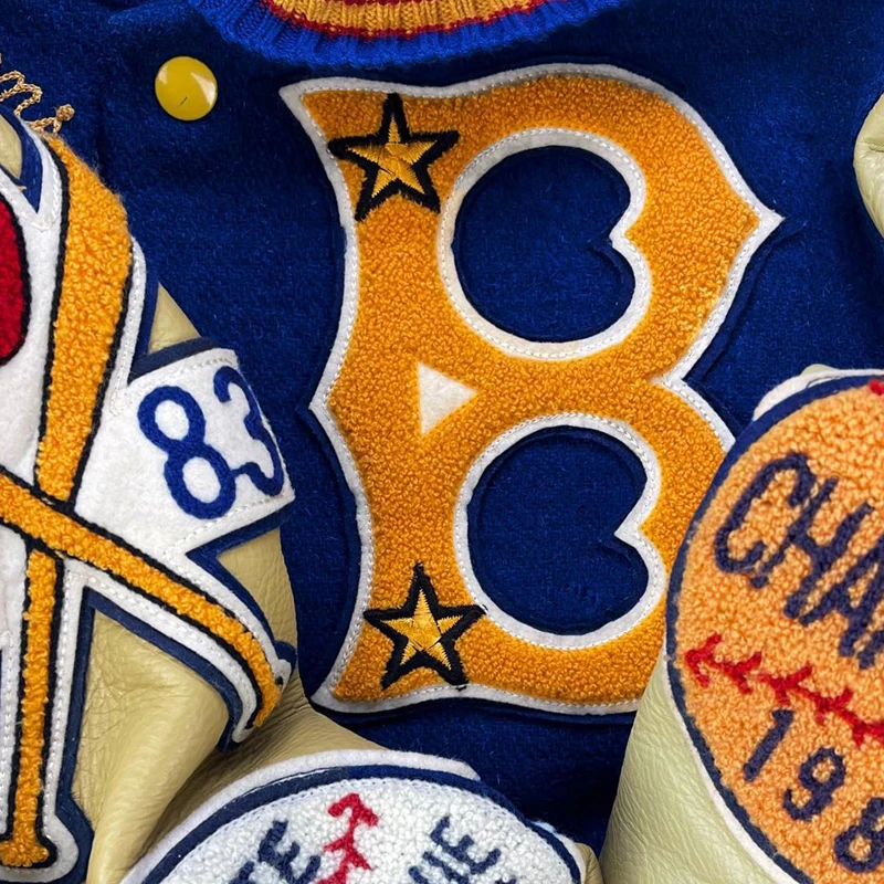 Mens Chenille Embroidery Patch Vintage Letterman Varsity Jackets_voghion.com