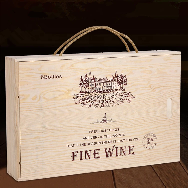 Caoxian Роскошная деревянная коробка для вина с раздвижной крышкой без отделки пустые 6