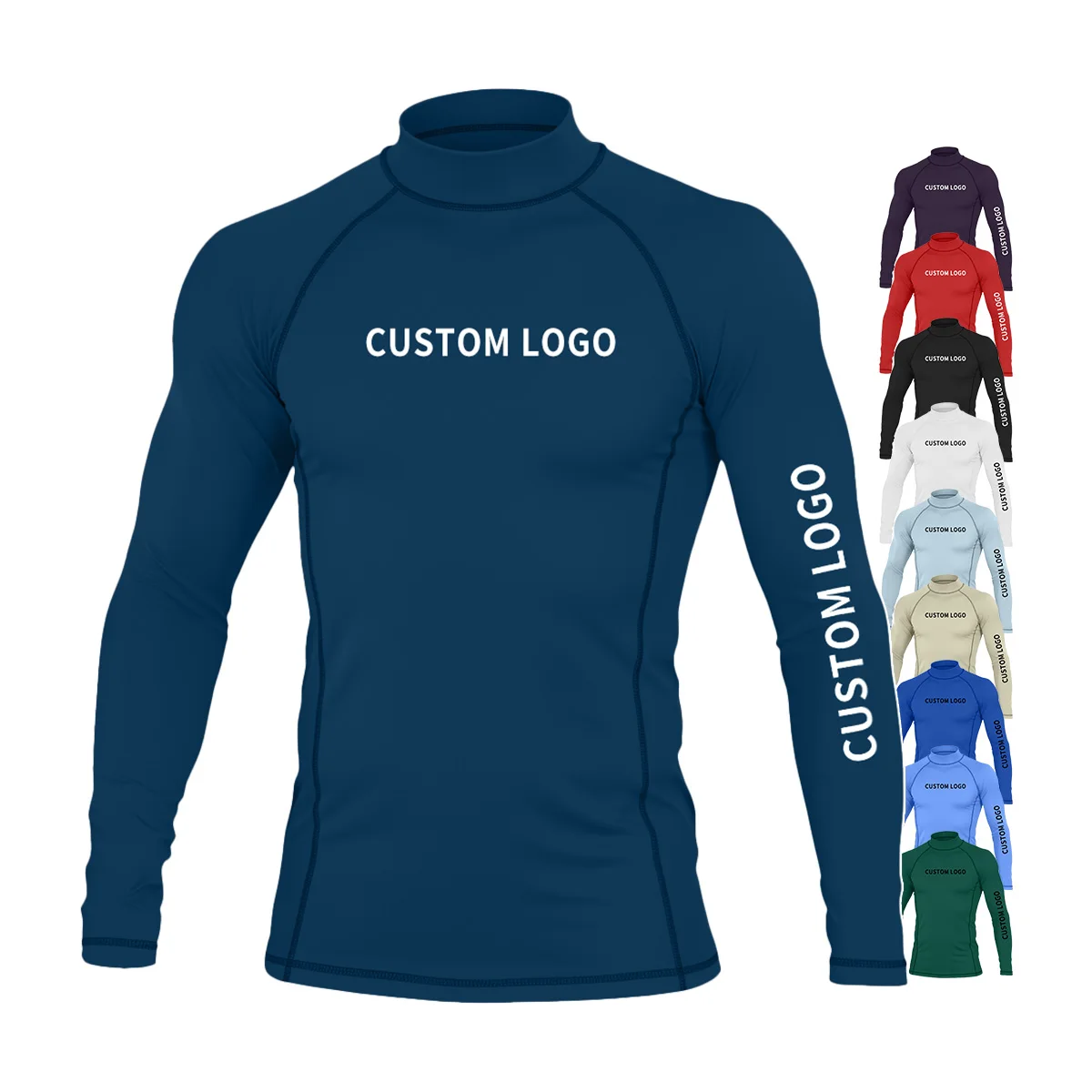 Maglia a manica lunga con logo personalizzato, asciugatura rapida, protezione UV, maglia compressiva da uomo, top da palestra, fitness, surf, nuoto, allenamento