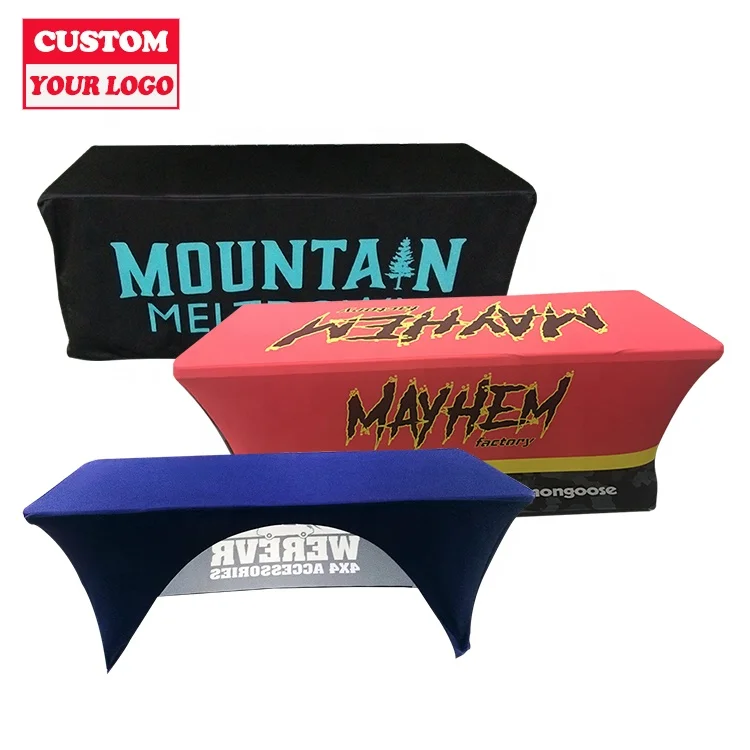 Trade Show Custom Printed LOGO Design Block Print Table Cloth Custom Table Cover