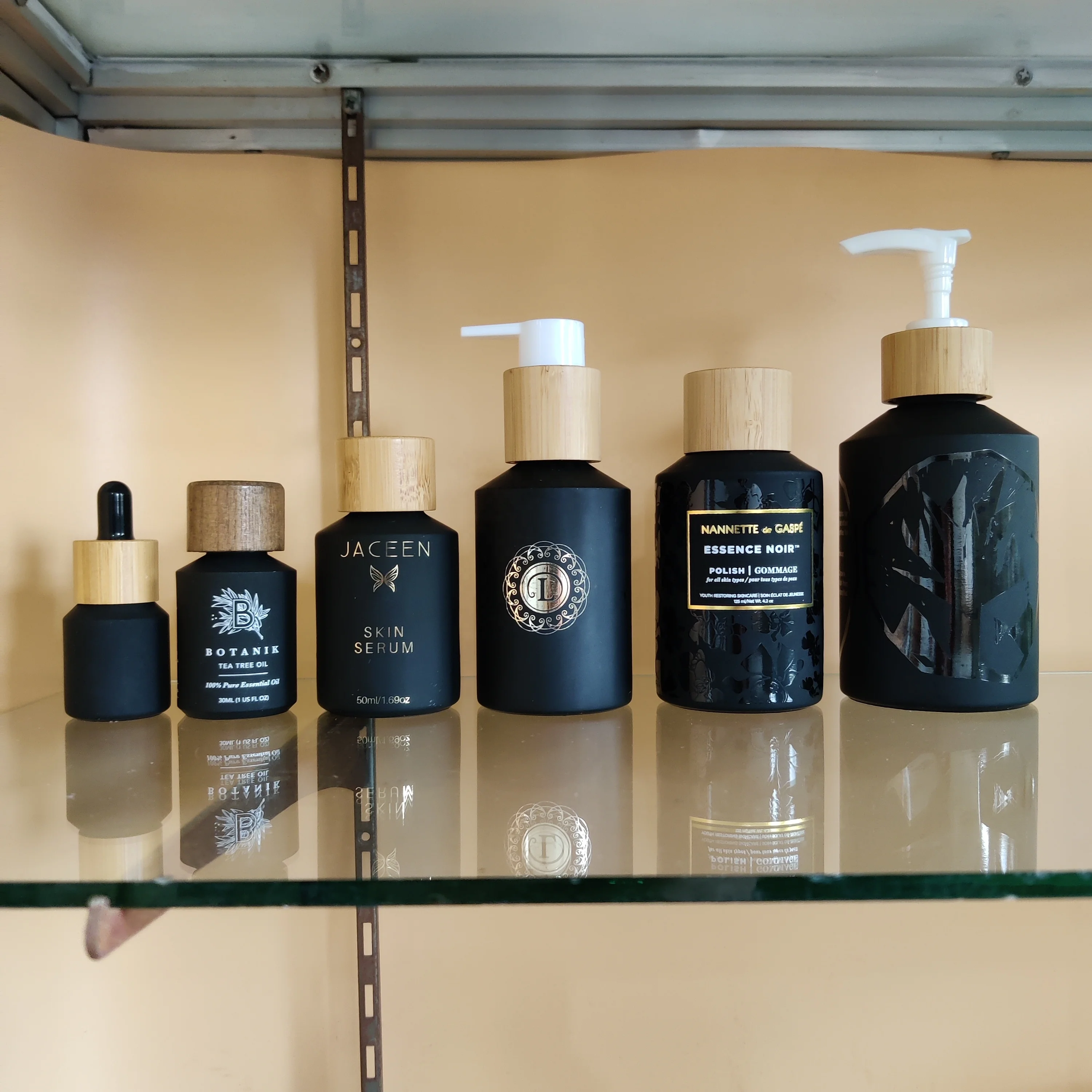 15ml30ml60ml100ml125ml200ml15g30g50g100g black jade full set frosted glass bottlejar for serum essential oil lotion cream bamboo