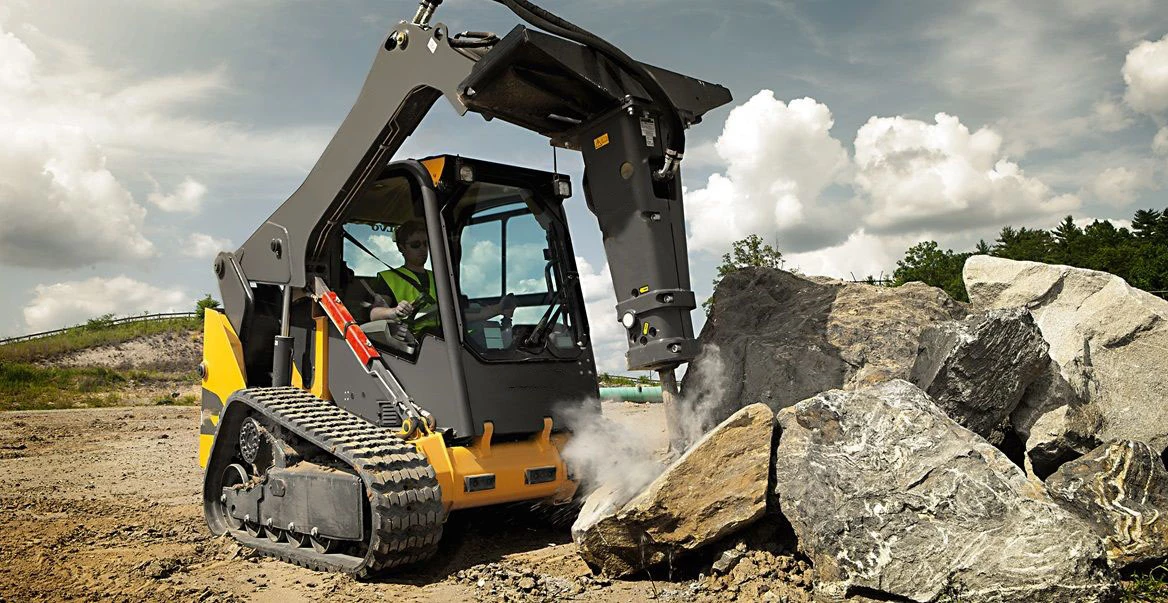 90-120 Bar Skid Steer Attachments Hydraulic Rock Breaker 700-1200 Bpm