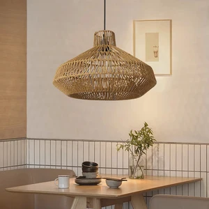 Rattan Farmhouse Coastal Wicker Hanging Ceiling Lighting Chandelier