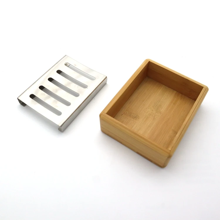 
 Комплект из 2 предметов, из натурального дерева, бамбука для ванной и душа; Мыльница для хранения держатель лоток  