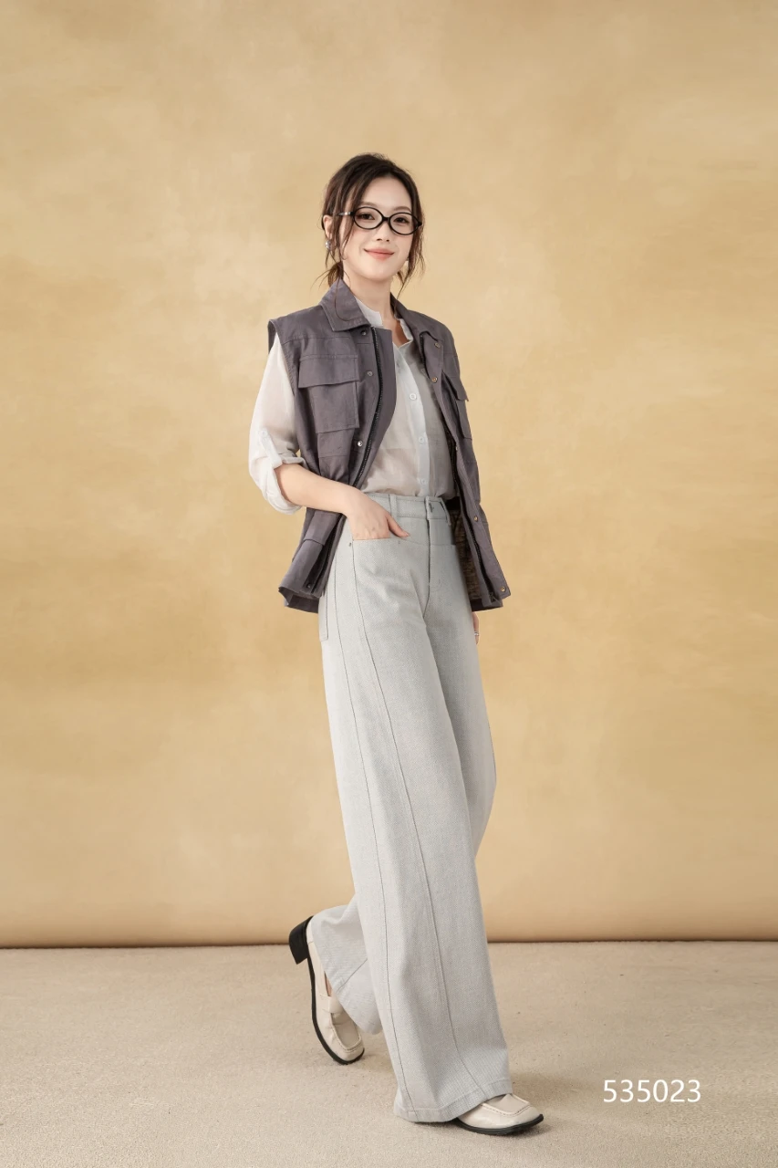 Women's Vintage-Style Straight Stretch Denim Pants Breathable Dark Wash Relaxed Wide-Leg for Summer Autumn Formal Wear