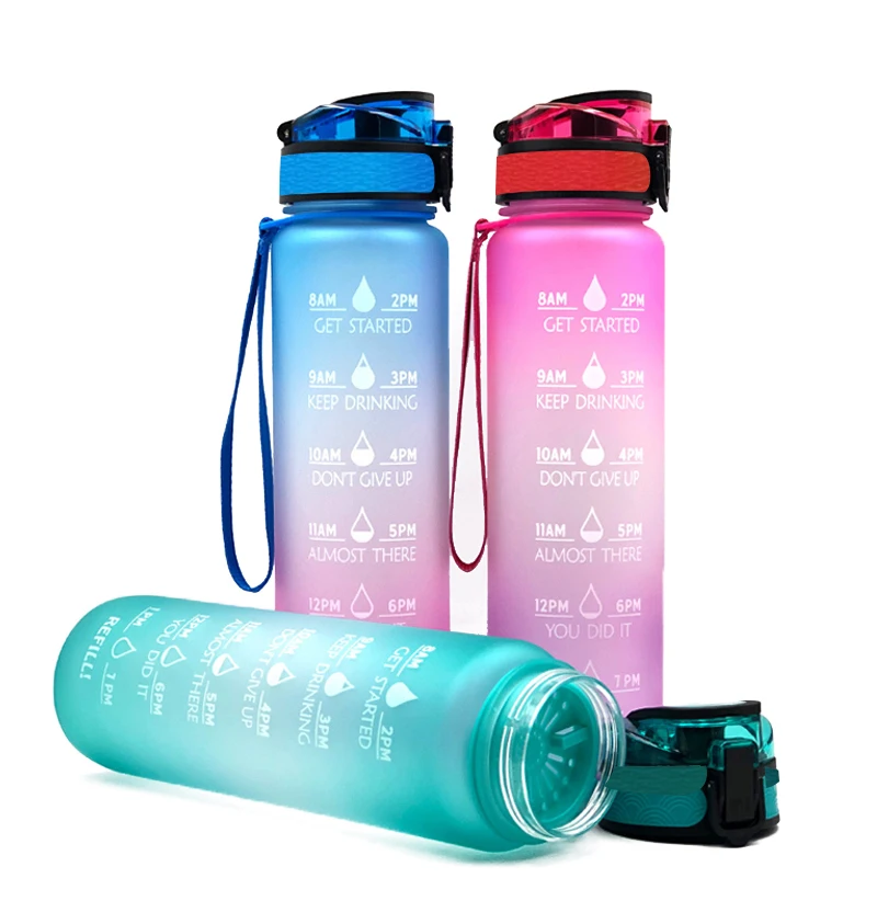 Wholesale Gradient Frosted 1l Plastic Water Bottle Outdoor Large ...