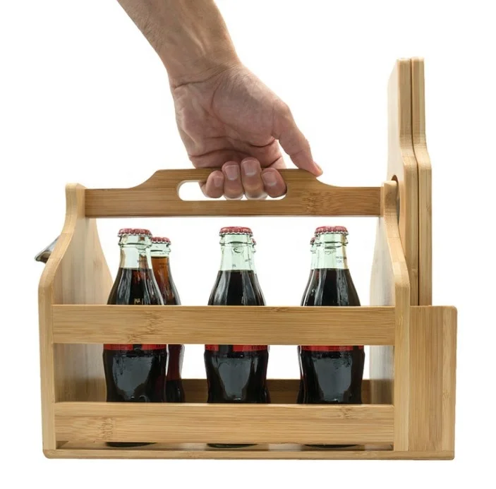 4 compartments, Wine- Dark Wood Wooden Wine or Beer Caddy/Holder/Tote/Basket/Carrier/Crate 
