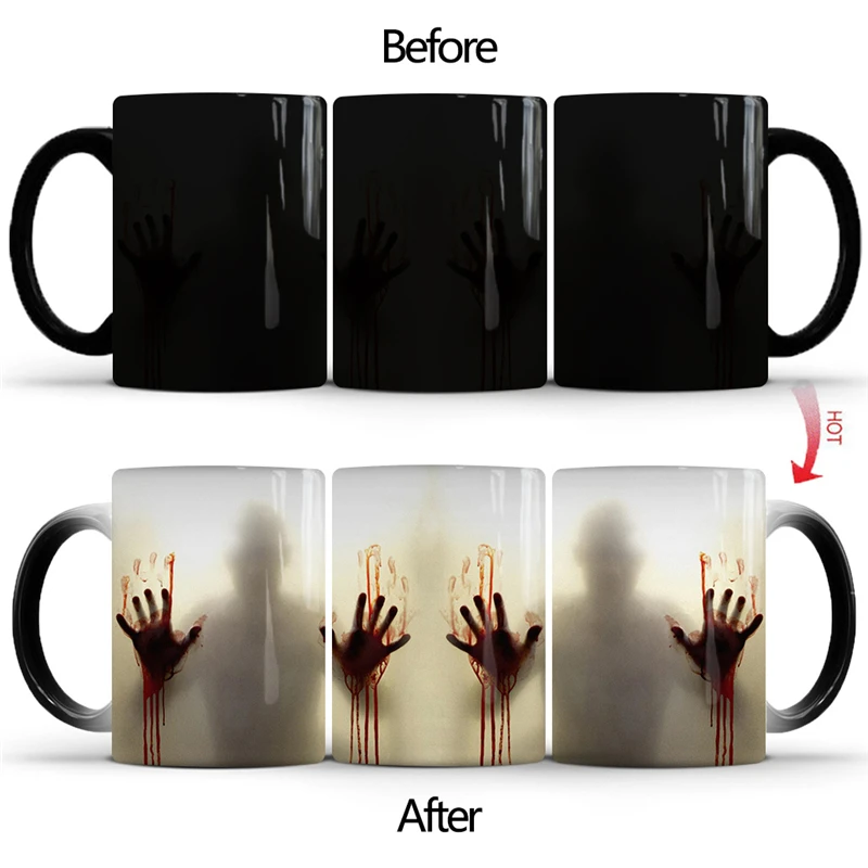 Zombie Color Changing Mug Cup The Walking Dead Creative Thermochromic Ceramic Tea Milk Water Coffee Mug Office Drinkware Gifts