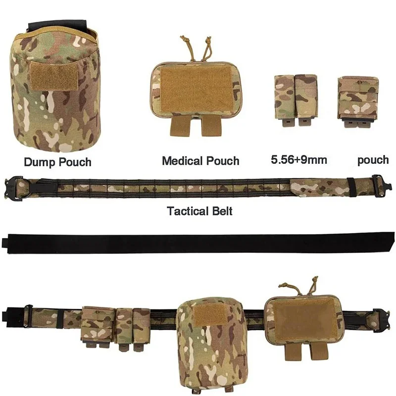 Outdoor Wholesale Wear-resistant Tactical Belt with Medical Bag Dump Pouch Set Quick Release Multifunctional Tactical Belt