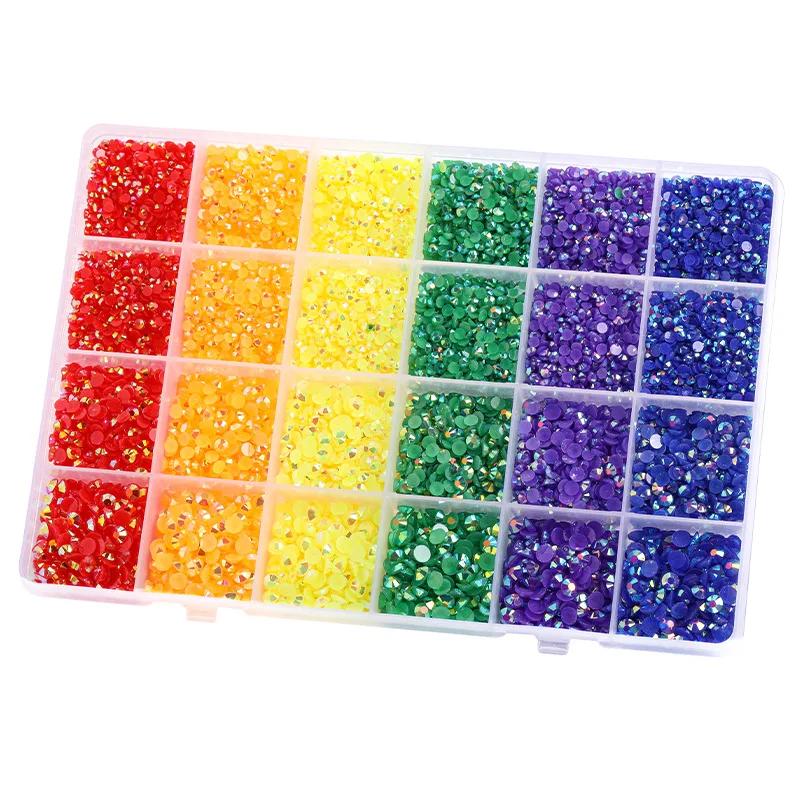 Lot de 3 4 strass en résine AB de couleurs mélangées, non thermofixables, 5 mm, 24 mm, 19800 mm, XNUMX grilles, cristaux à dos plat, pour nail art, DIY