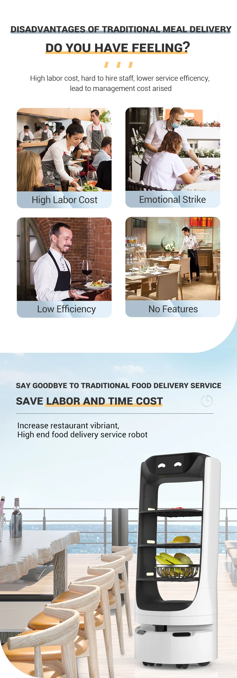 Reeman Autonomous Food Delivery Robot Restaurant Service Waiter Robot Self Driving Delivery
