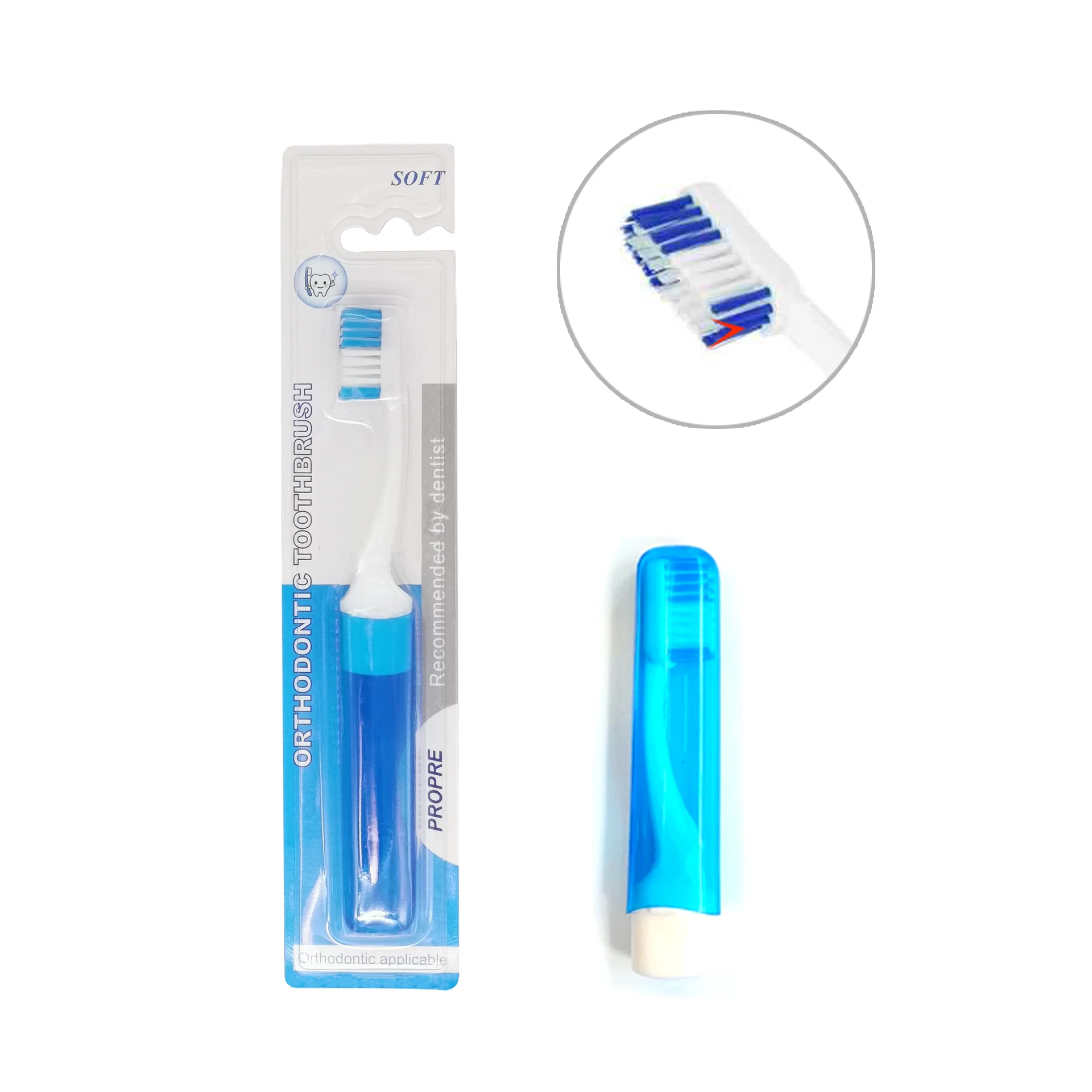5 Colors Pocket V Shape Foldable Orthodontic Toothbrush