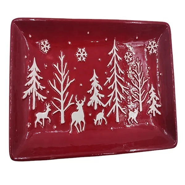 Wholesale creative tableware dolomite plate Christmas dessert candy plate