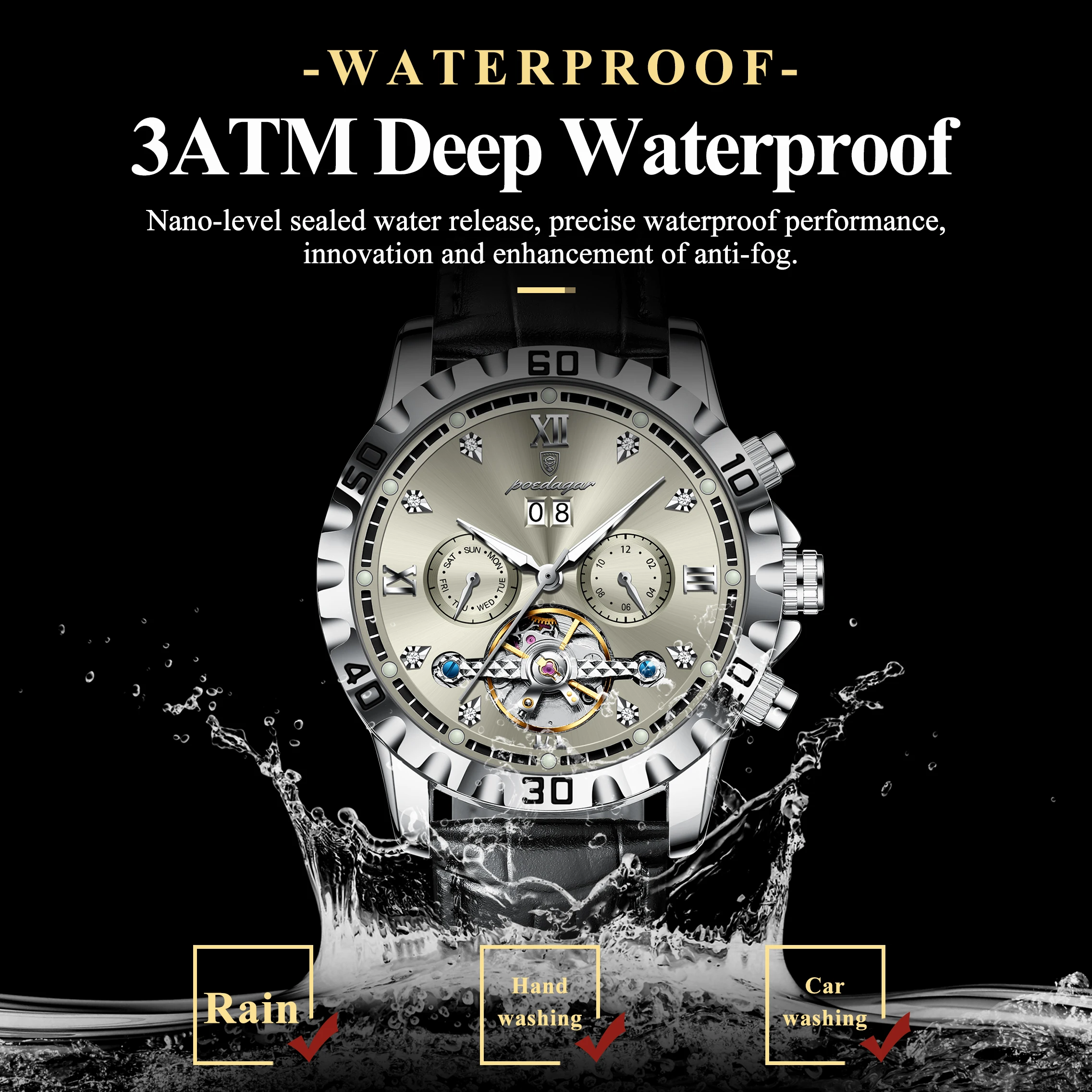 Poedagar 1418 Luxury Automatic Tourbillon Watch
