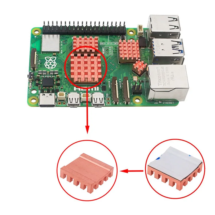 Raspberry Pi 5 Pure Copper Aluminum Cooling Heat Sink Aluminum Heatsink ...