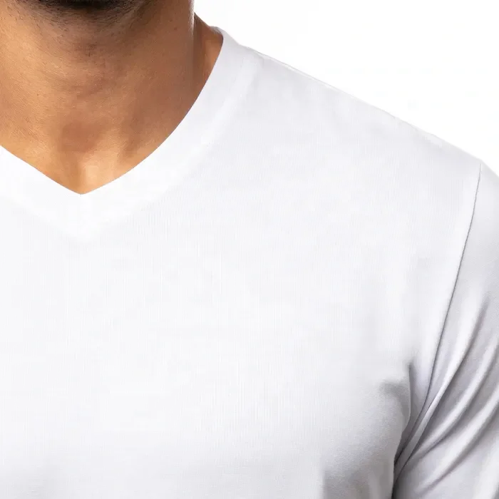 JL0316D High Quality Digital T Shirt Printing White Spandex Polyester T-shirt Plain Quick Dry V Neck T Shirts for Men