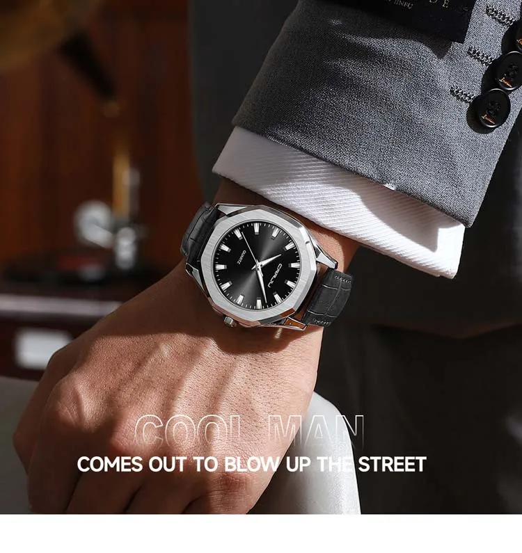 CRRJU 5015 Charming Classic Male Quartz Watch Latest Japan Movement Water Proof Luminous Vintage Business Watch Design