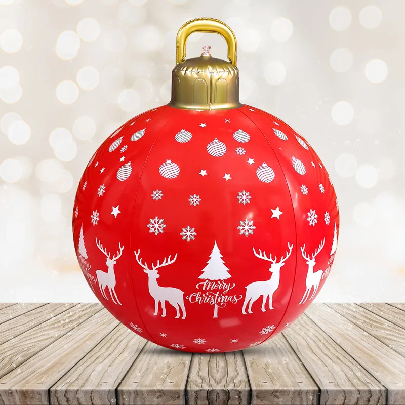 Light Up Pvc Inflatable Christmas Ball 24 Inch Large Outdoor Inflatable